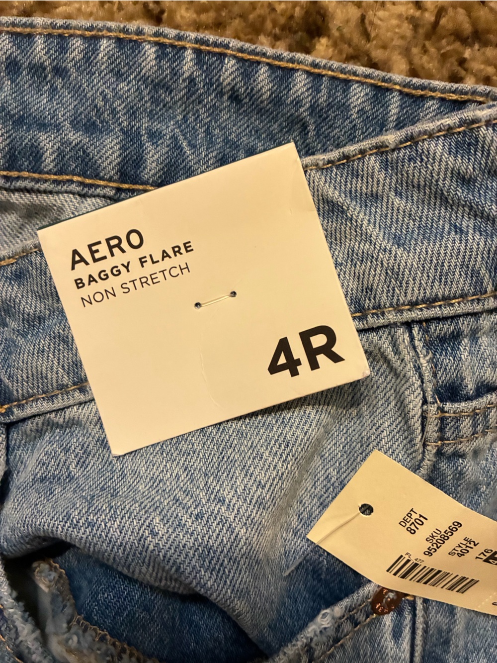 Aeropostale Men's Baggy Flare Jeans in Light Blue Wash
